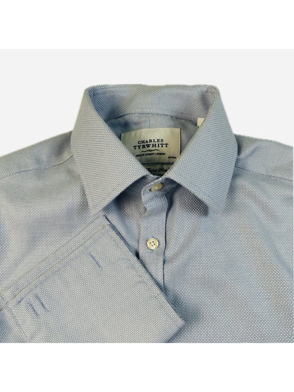 Charles Tyrwhitt Non Iron Extra Slim Fit Dress Shirt Blue French Cuff 15.5/36